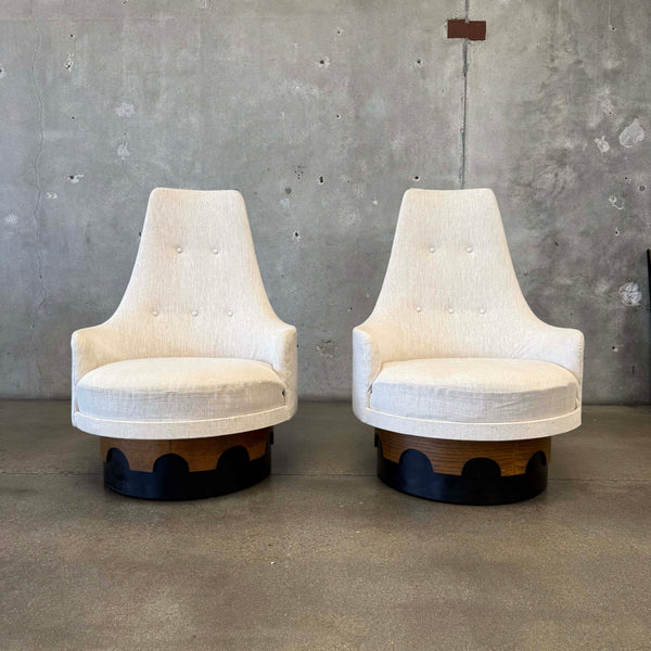 Pair of Mid Century Adrian Pearsall "Spanish" Swivel Lounge Chairs
