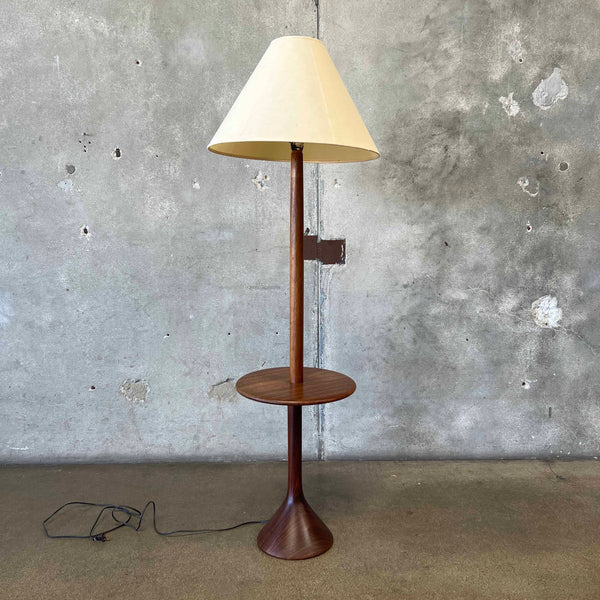 Danish Modern Teak Floor Lamp With Table