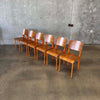 Set of Six Orange & Walnut Jean Prouve Style Chairs - Standard Chairs