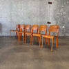 Set of Six Orange & Walnut Jean Prouve Style Chairs - Standard Chairs