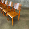 Set of Six Orange & Walnut Jean Prouve Style Chairs - Standard Chairs
