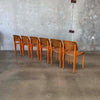 Set of Six Orange & Walnut Jean Prouve Style Chairs - Standard Chairs