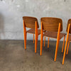 Set of Six Orange & Walnut Jean Prouve Style Chairs - Standard Chairs