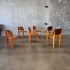 Set of Six Orange & Walnut Jean Prouve Style Chairs - Standard Chairs