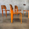 Set of Six Orange & Walnut Jean Prouve Style Chairs - Standard Chairs