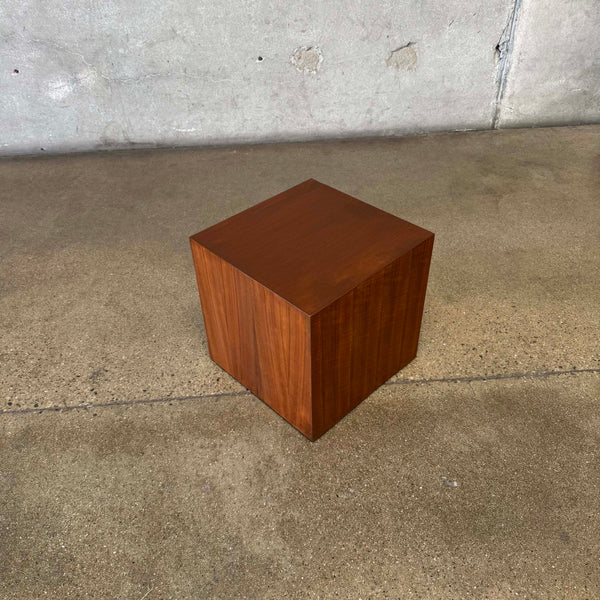 Mid Century Modern Walnut Cube Side Table / Pedestal