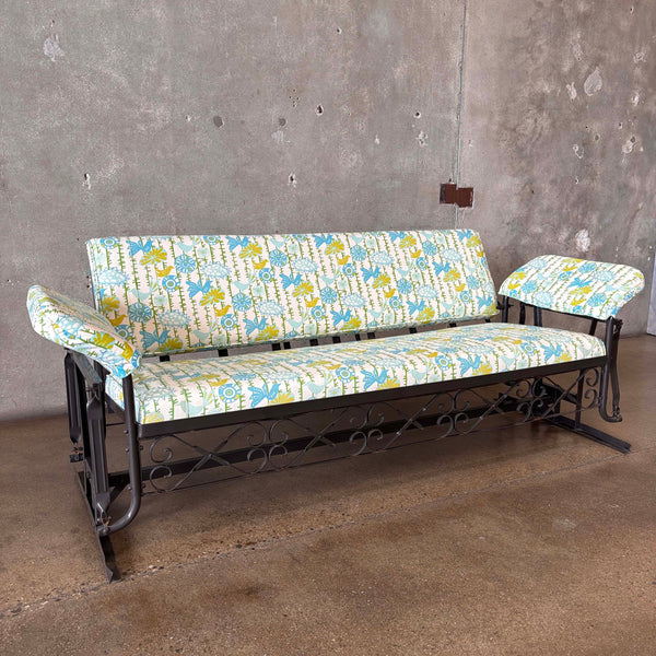 Vintage Metal Glider / Daybed - Folds Down / New Upholstery - HOLD