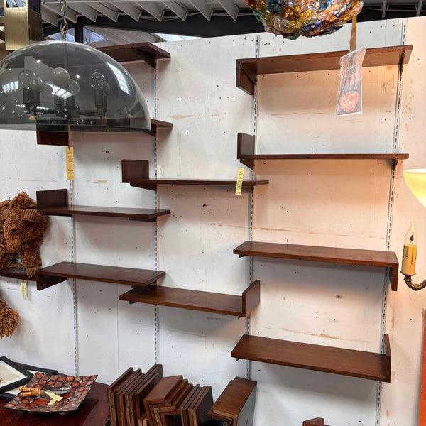 Mid Century Modern Distressed Look 30 Piece Modular Wall Shelves With Brackets