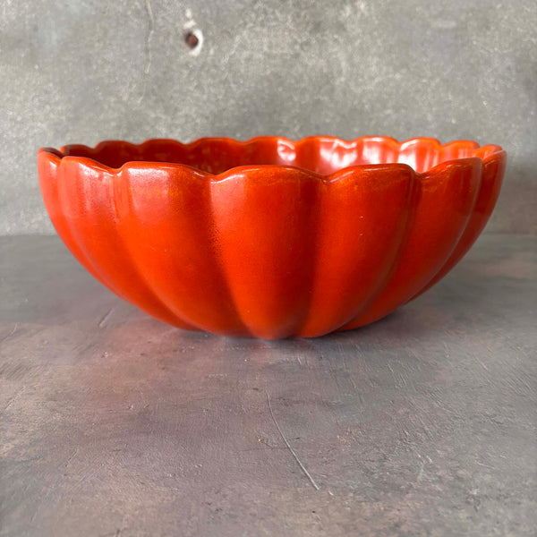 Catalina Island Pottery Large Toyon Red Scallop Bowl