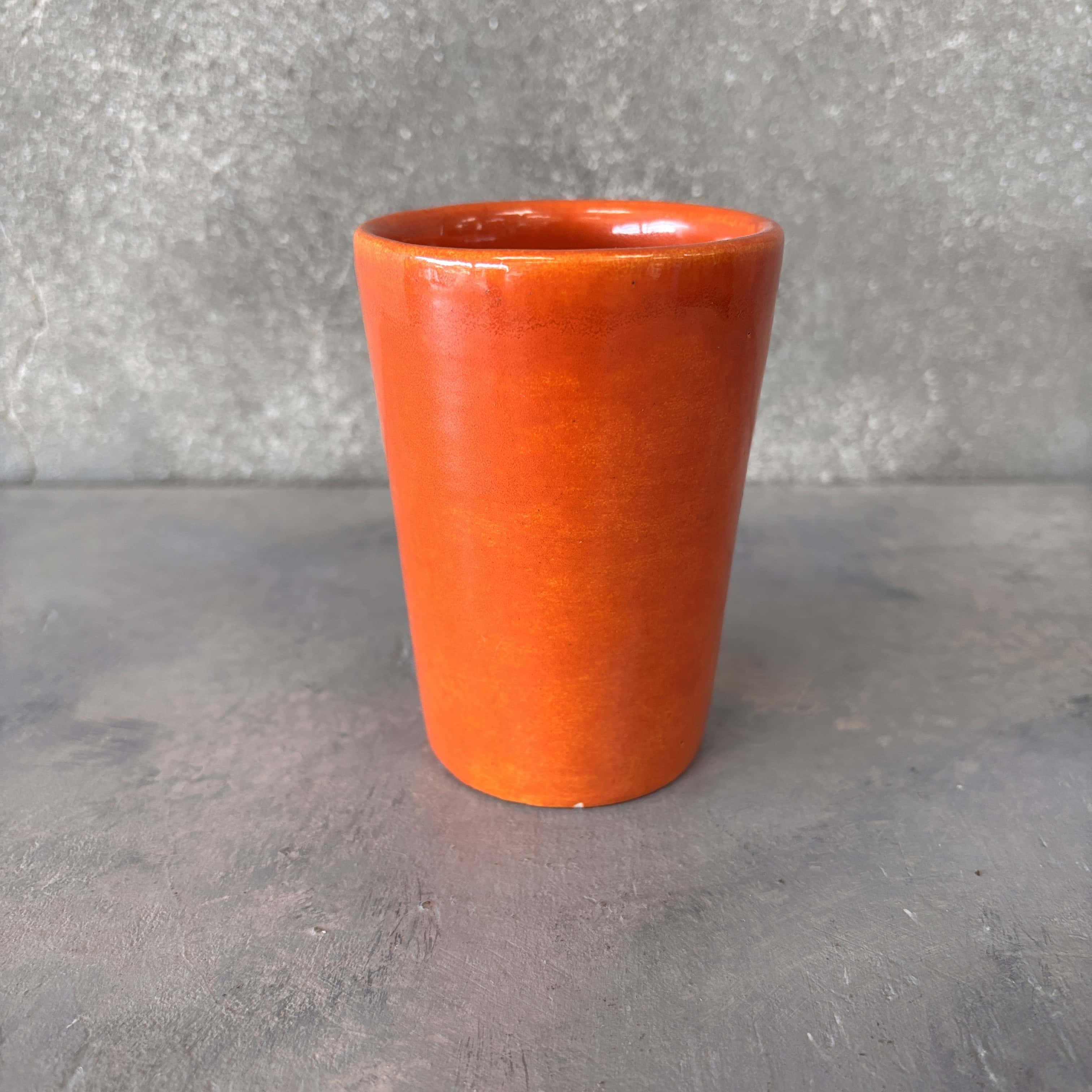 orange ceramic plant pot Catalina Island Pottery Toyon Red Tumbler #1