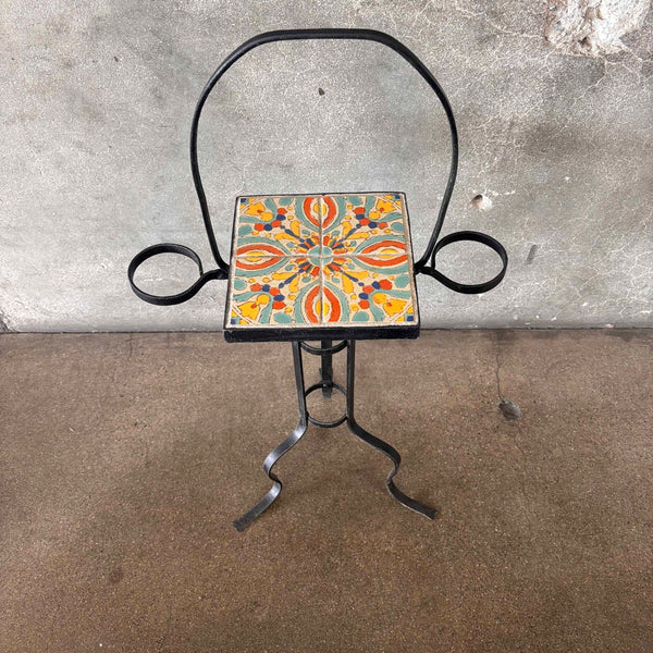 Vintage 1930s California Tile Table Iron Drink Stand
