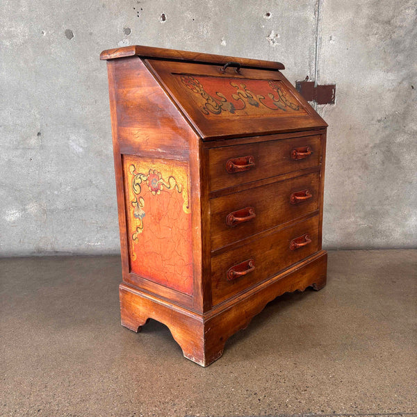 Monterey Furniture 1930s Secretary Desk With Excellent Floral Details