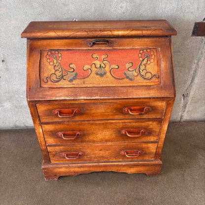 Monterey Furniture 1930s Secretary Desk With Excellent Floral Details