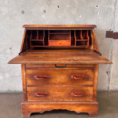 Monterey Furniture 1930s Secretary Desk With Excellent Floral Details