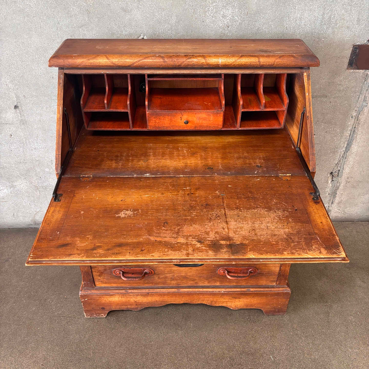 Monterey Furniture 1930s Secretary Desk With Excellent Floral Details