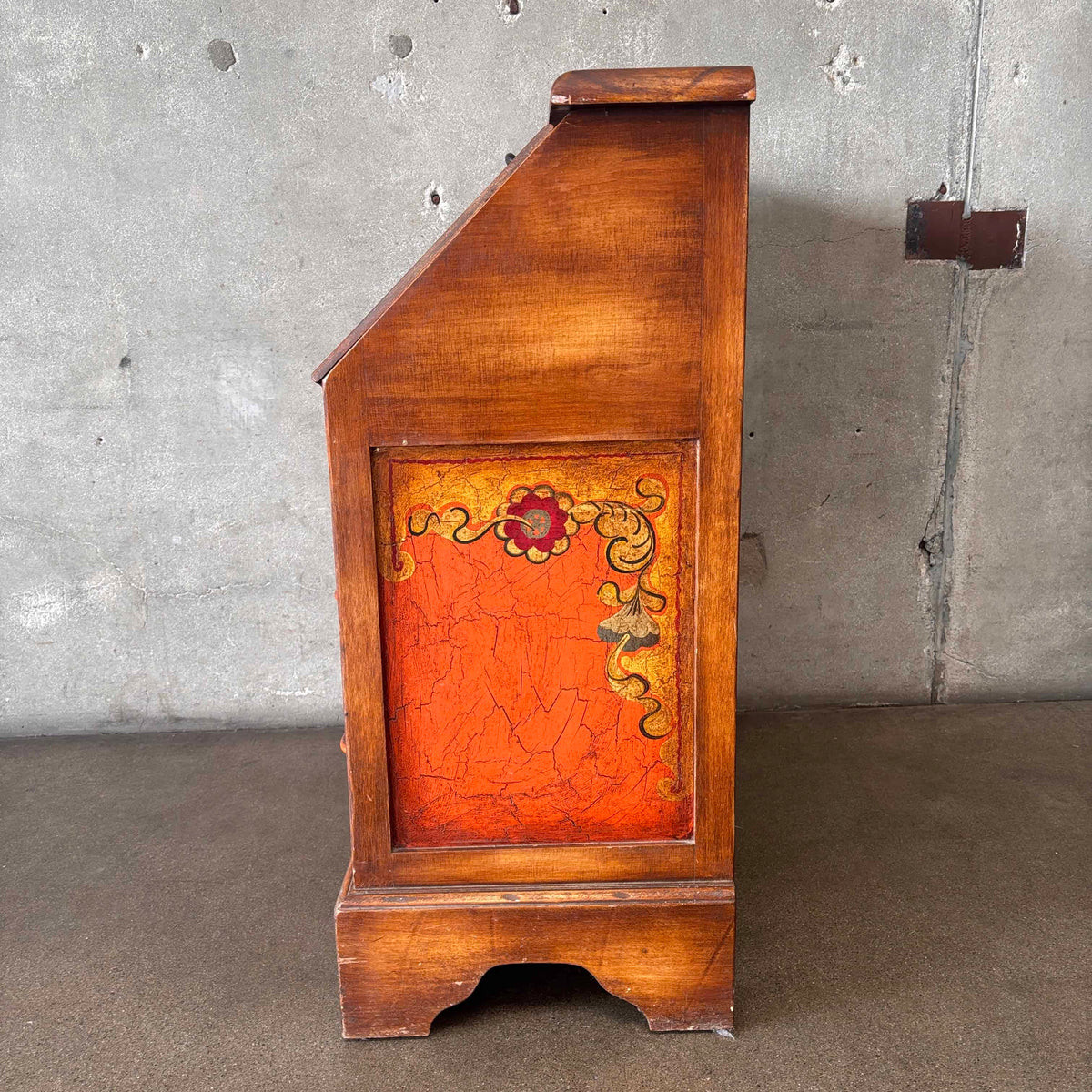 Monterey Furniture 1930s Secretary Desk With Excellent Floral Details