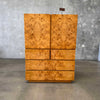 Mid Century Burl Highboy Dresser