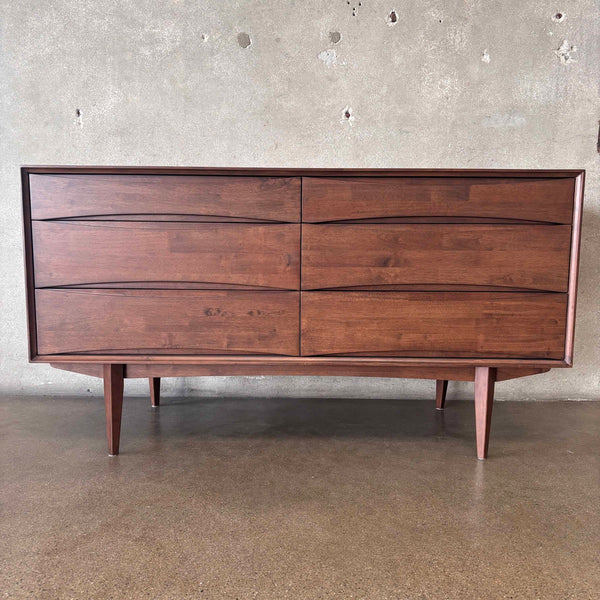 Dwell Mid Century Style Walnut Six Drawer Dresser