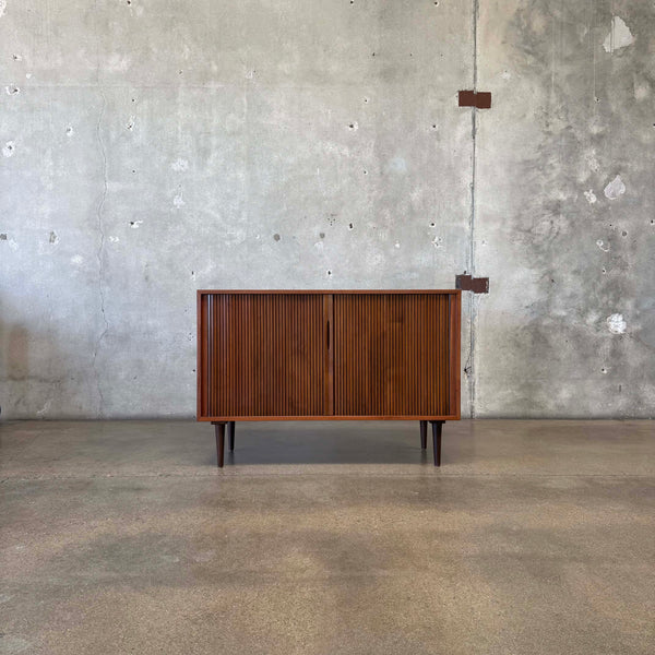 Mid Century Walnut Tambour Door Credenza 1965