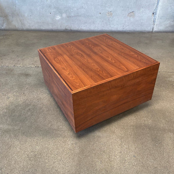 Mid Century Walnut Coffee Table Cube C. 1960's