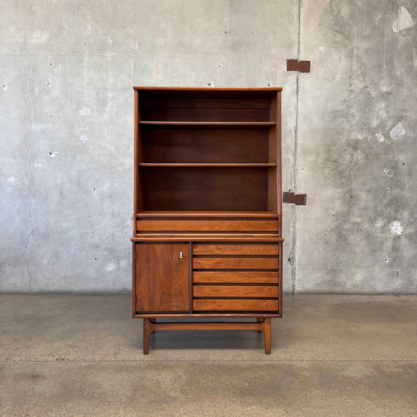 Mid Century Modern Walnut Hutch Cabinet by Stanley Furniture