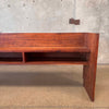 1970's Solid Walnut Console Table/ Media Storage Table