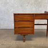 Mid Century Modern Walnut & Brass Desk by Stanley Furniture