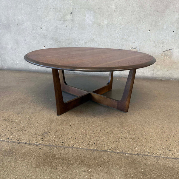 Mid Century Modern Bassett Walnut Round Coffee Table