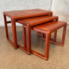 Solid Teak Vintage Danish Hand Sculpted Nesting Tables Set of 3