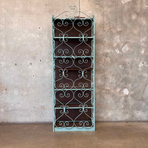 1960's Wrought Iron Steel & Walnut Cabinet