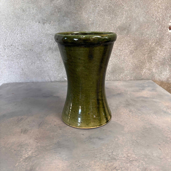 Early Bauer Green Glaze Carnation Vase Hand Thrown