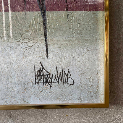 Mid Century Modern Framed Cityscape Painting by LEE REYNOLDS for Vanguard