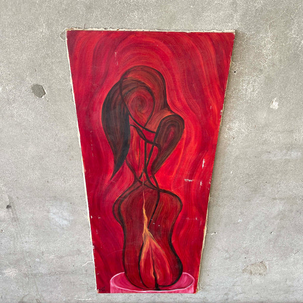 Mid Century Modern Abstract Painting Signed Oil on Canvas