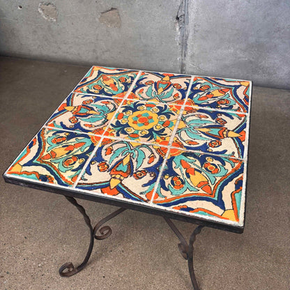 1920's California Tile Table 9 Tiles in Wrought Iron