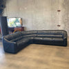 Italian Black Leather Sectional Sofa Couch by Salotti Natuzzi