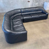 Italian Black Leather Sectional Sofa Couch by Salotti Natuzzi