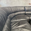 Italian Black Leather Sectional Sofa Couch by Salotti Natuzzi