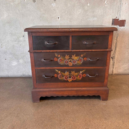 Rare & Early 1928 Monterey Furniture Old Wood Floral Dresser