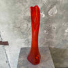 Mid Century Modern L.E. Simth Red Glass Vase