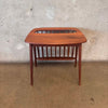 Vintage Mid Century Modern Walnut End Table w/ Magazine Rack by Arthur Umanoff