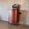 Antique Oak 6 Drawer Dresser/ Chest w/ Carved Frame Beveled Oval Mirror