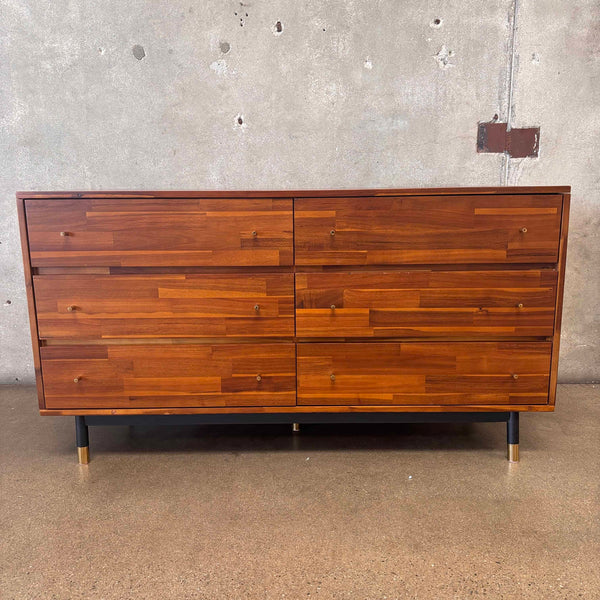 SOHO High Mid Century Style Acacia Wood Six Drawer Dresser