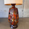 Pair Mid Century Ceramic Glazed Lava Table Lamps