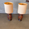 Pair Mid Century Ceramic Glazed Lava Table Lamps