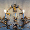 Hollywood Regency Gold Gilded Wall Sconce Lamp