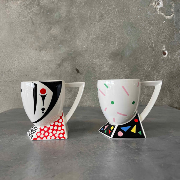 Pair of Vintage Kato Koegi Japan Fujimori Alpha 3 Coffee Mugs