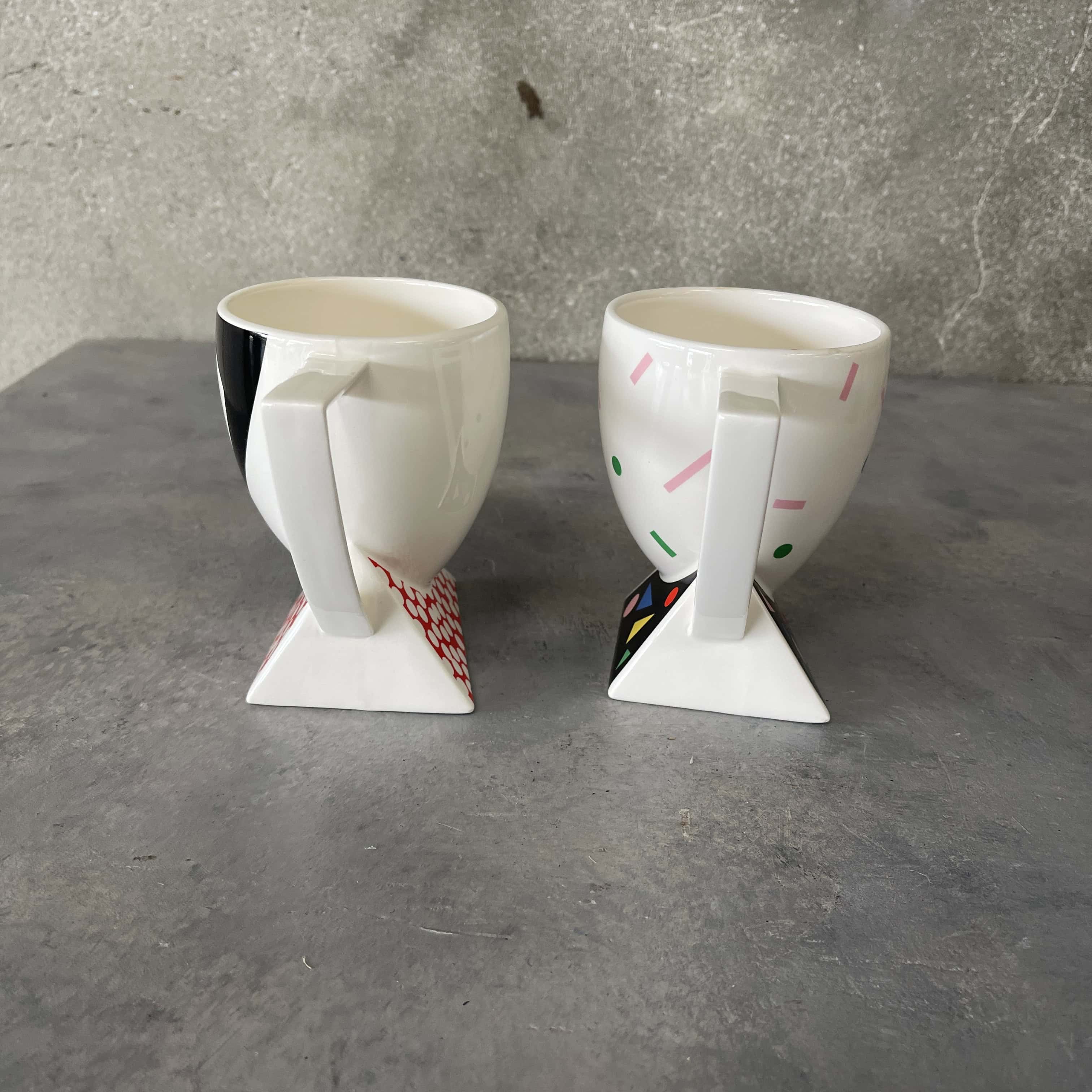 Pair of Vintage Kato Koegi Japan Fujimori Alpha 3 Coffee Mugs