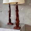 Pair of Sculptural Pine Table Lamps