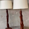 Pair of Sculptural Pine Table Lamps