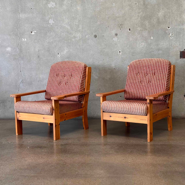 Pair of Sculptural Pine Easy Chairs